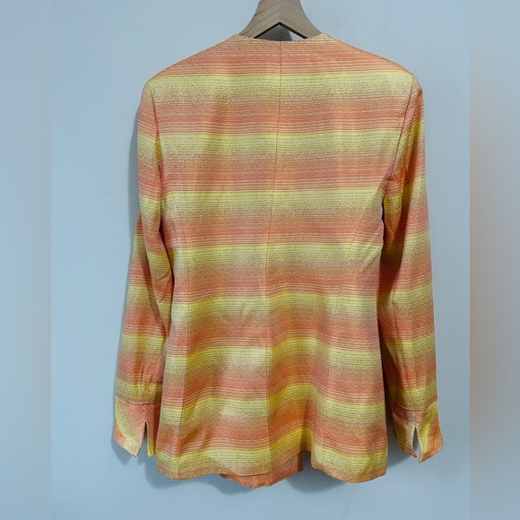 Vintage Yellow, Orange & Gold Metallic Blazer Jacket By Caramia Size 8 - Picture 6 of 14